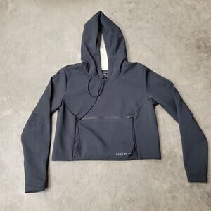 Nike Women's Small Sweatshirt Black Hoodie Cropped Swoosh Logo Pullover